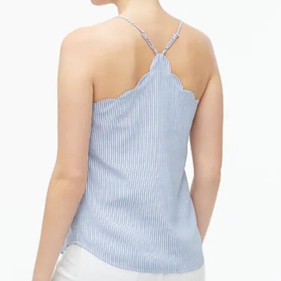 J. Crew Striped Racerback Scalloped Cami Top Nautical Preppy - 8 - Picture 2 of 6